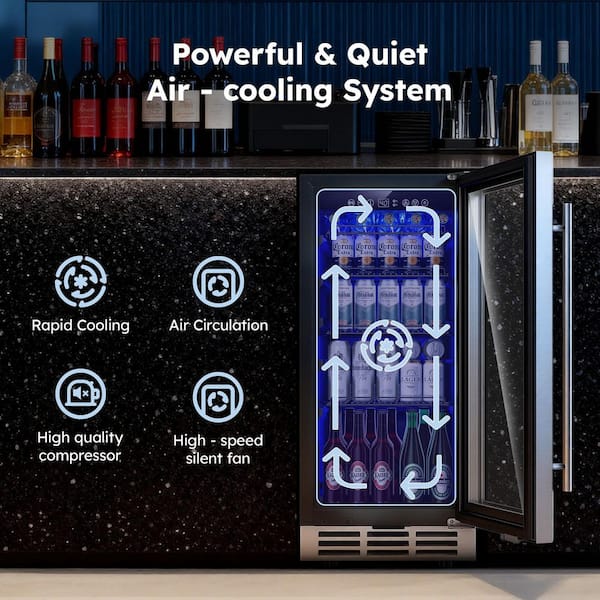 SIMZLIFE 15 in. Single Zone 130-Cans Freestanding/Undercounter