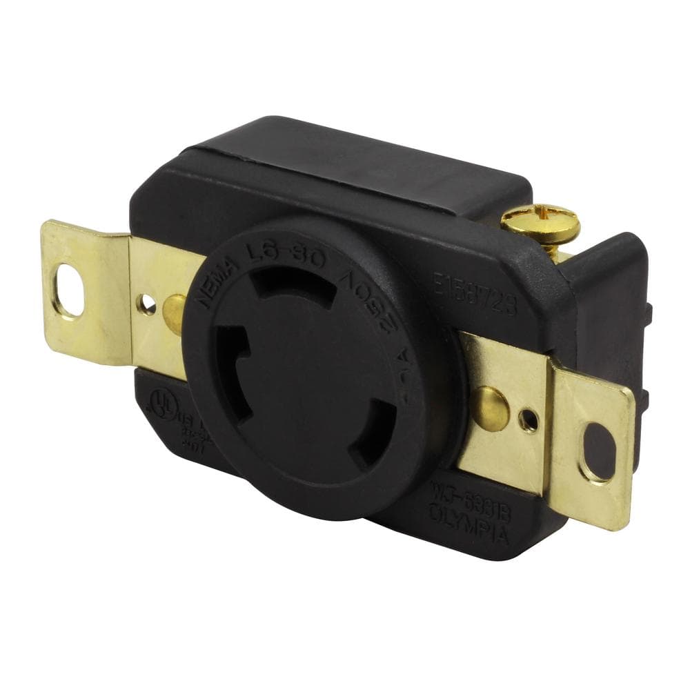 30-Amp 250-Volt NEMA L6-30R Flush Mounting Locking Industrial Grade Recepta