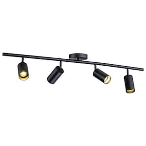 Retta 3 ft. 4-Light Black GU10 Bulb Hard Wired Track Lighting Kit with Fixed Track with Gimbal Head (1-Pack)