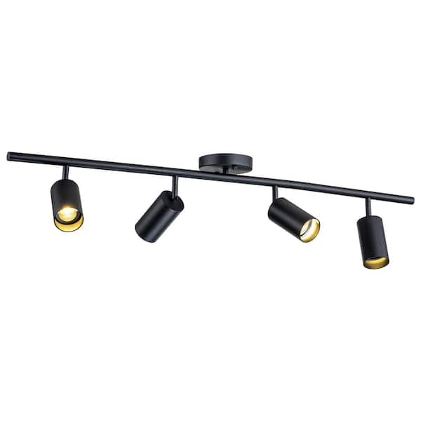 EDISLIVE Retta 3 ft. 4-Light Black GU10 Bulb Hard Wired Track Lighting Kit with Fixed Track with Gimbal Head (1-Pack)