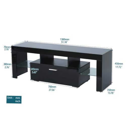 J&E Home 63 in. Black Modern TV Stand with LED Lights and 2-Storage Drawers  Fits TV's up to 65 in GD-W67933435 - The Home Depot