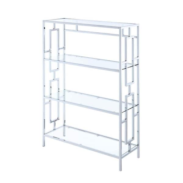 Convenience Concepts Town Square 12 in. W x 42.75 in. H x 31.5 in. D Chrome 4-Tiered Accent Bookcase