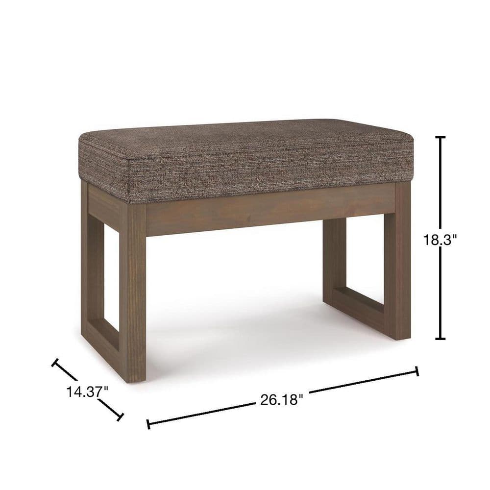 Milltown Mink Brown Tweed Fabric Footstool with Wood Frame