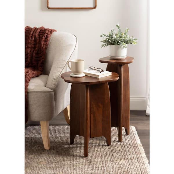 Kanna 11 in. Walnut Brown Wood Nesting End Table