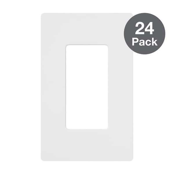 Lutron Claro 1 Gang Wall Plate for Decorator/Rocker Switches, Gloss, White (CW-1-WH-24PK) (24-Pack)