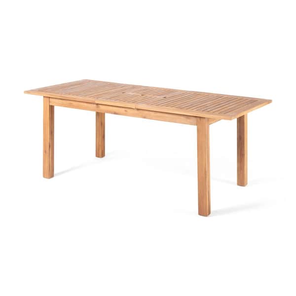 Brown Acacia Wood Expandable Outdoor Dining Table