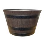 Large 20.5 in. Dia x 14.5 in. H 59 qt. Large Kentucky Walnut Brown High-Density Resin Whiskey Barrel Outdoor Planter
