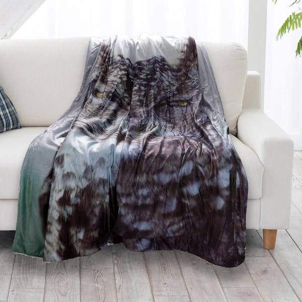 Lavish Home Multi-Color Owl Print Sherpa Fleece Blanket