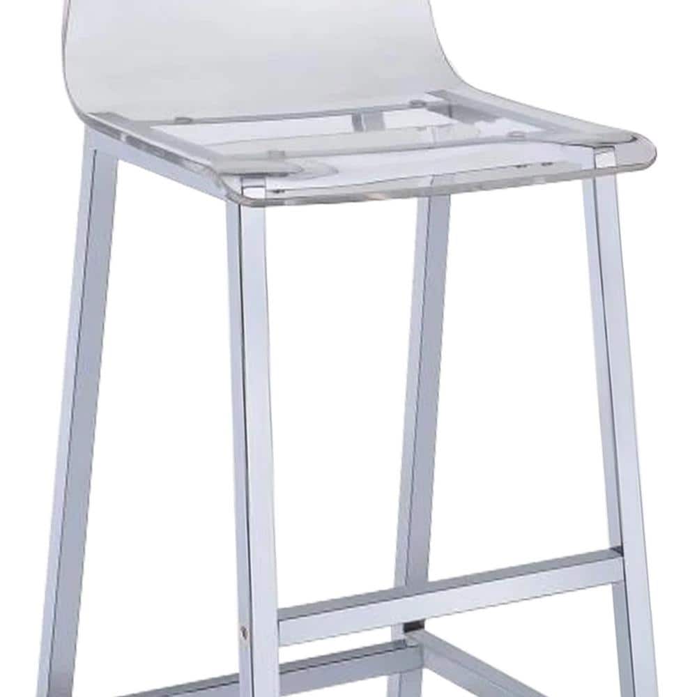 Elegant 30" Clear Acrylic and Chrome Bar Height Stool