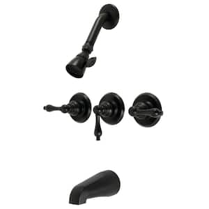 Victorian Triple Handle 1-Spray Tub and Shower Faucet 2 GPM with Corrosion Resistant in Matte Black