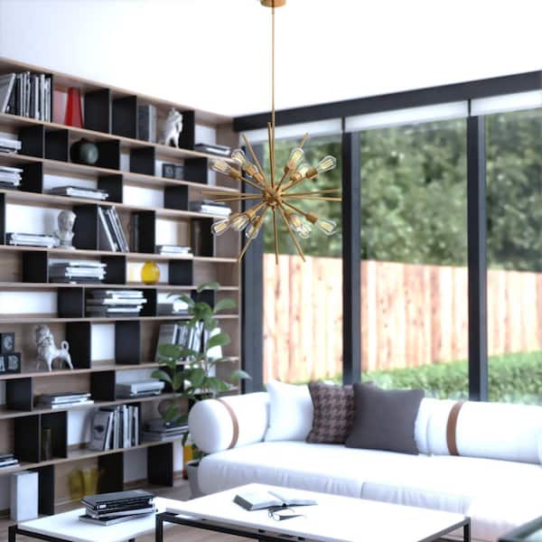 VAXCEL Estelle 12-Light 27.5 in. Wide Natural Brass Gold Mid