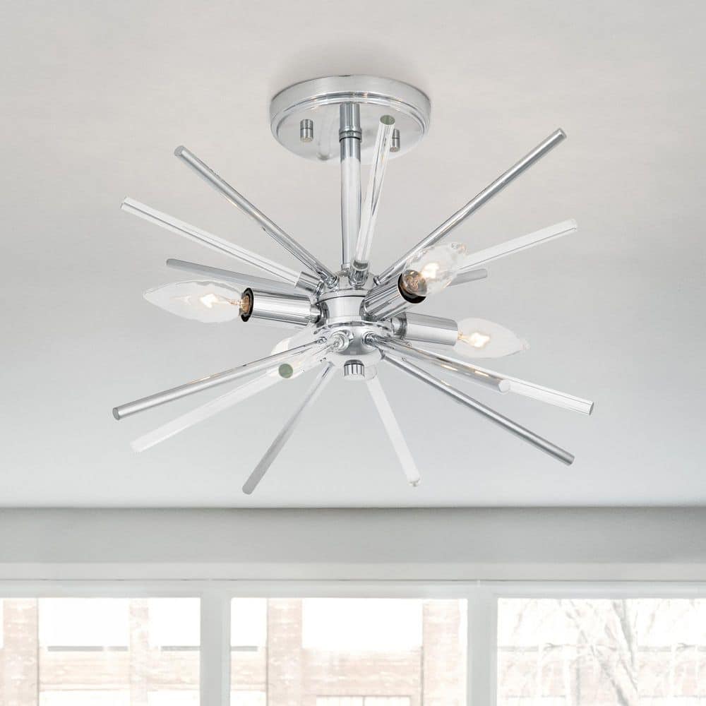 Cordelia Lighting Amelia 15 in. 4-Light Chrome Retro Entryway Semi