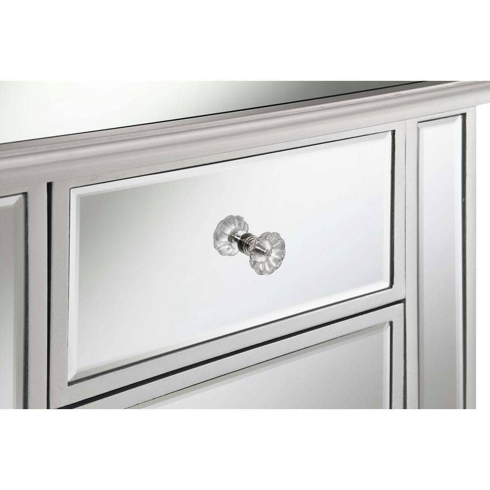 Silver Mirrored 3-Drawer End Table with Storage