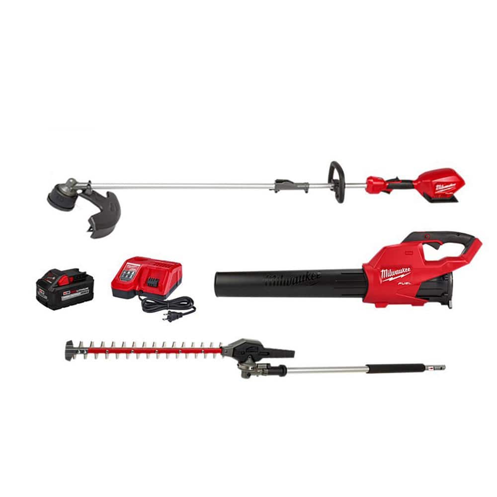 Milwaukee M18 FUEL 18V Brushless Cordless QUIK-LOK String Trimmer/Blower Combo Kit with Hedge Trimmer Attachment (3-Tool) -  3000-21-&-HEDG