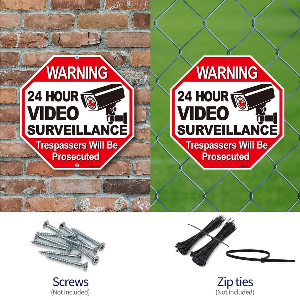 24 Hour Video Surveillance, Trespassers Will Be Prosecuted Aluminum Warning Sign