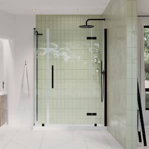 Tampa 48 3/4 in. W x 72 in. H Rectangular Pivot Frameless Corner Shower Enclosure in Oil Rubbed Bronze with Shelves