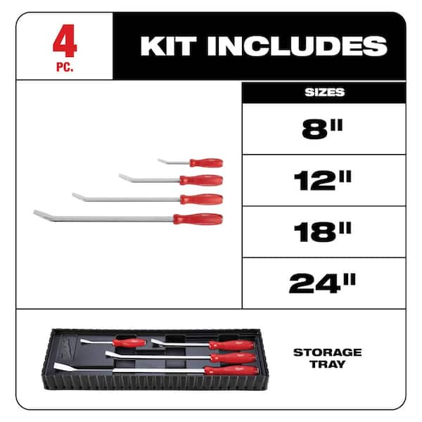 Milwaukee Pry Bar Set with Hook and Pick Set (8-Piece) 48-22-9214