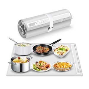 1.95 qt. Gray Silicone Electric Roll Up Heating Tray Food Warmers Mat Buffet Server Portable with 1 Crocks