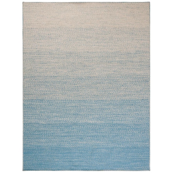 Natural Fiber 8 ft. x 10 ft. Natural/Light Blue Ombre Area Rug
