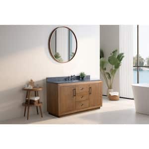 60 in. W x 21.5 in. D x 34 in. H Single Sink Bathroom Vanity in Tan with Black Limestone Top