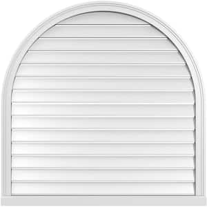 42 in. x 42 in. Round Top White PVC Paintable Gable Louver Vent Functional