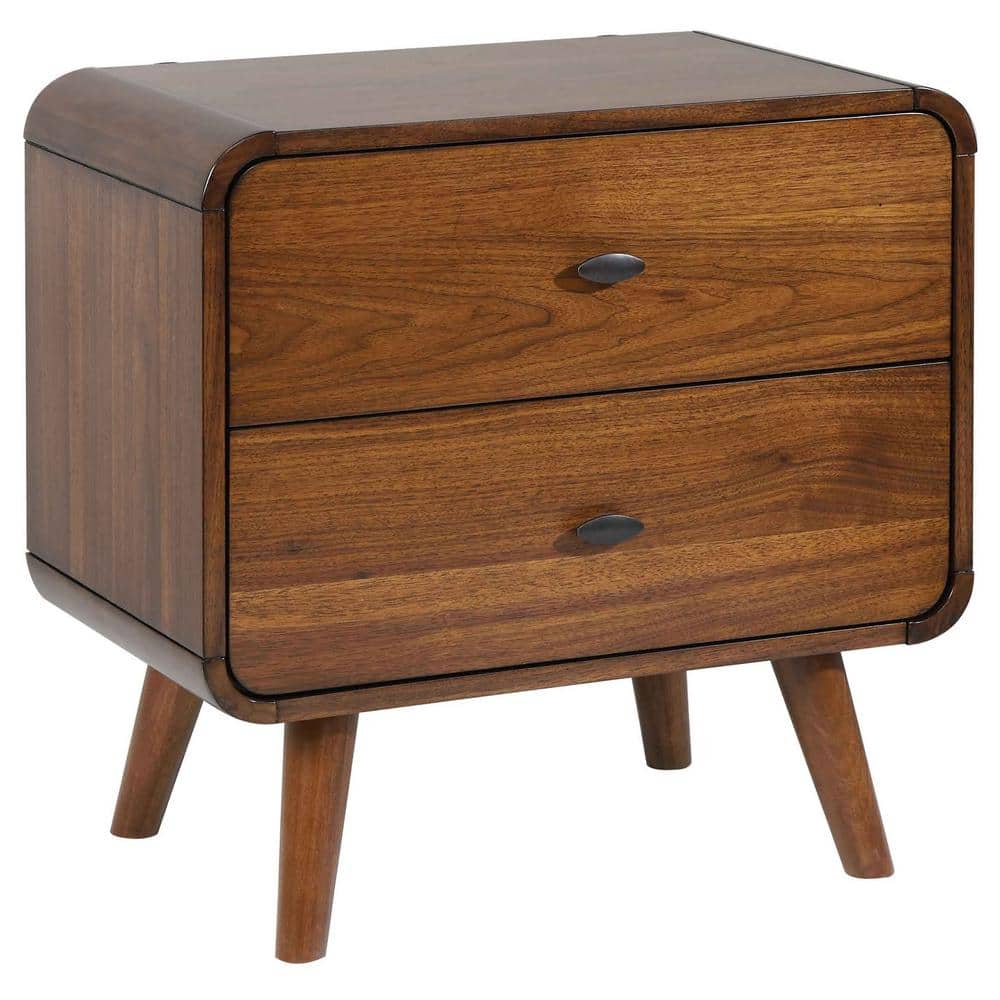 Robyn Dark Walnut 2-Drawer Mid-Century Modern Nightstand