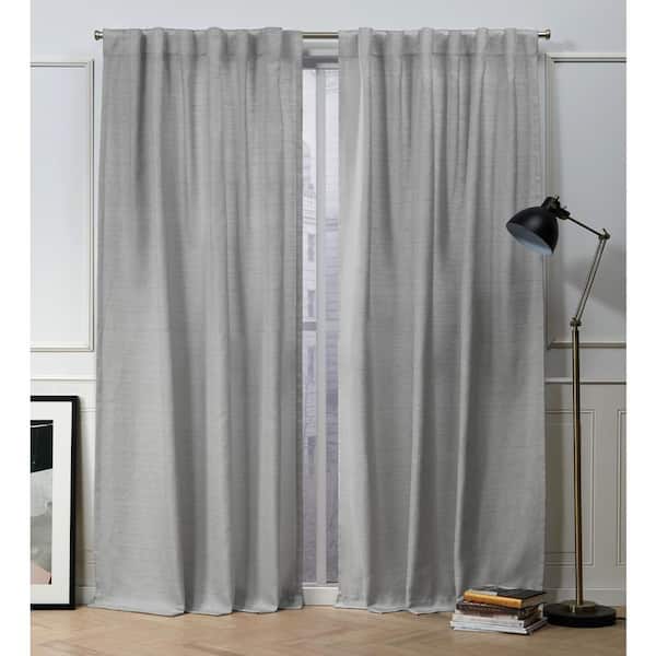 NICOLE MILLER NEW YORK Mellow Slub Dove Grey Solid Light Filtering Hidden Tab / Rod Pocket Curtain, 54 in. W x 108 in. L (Set of 2)