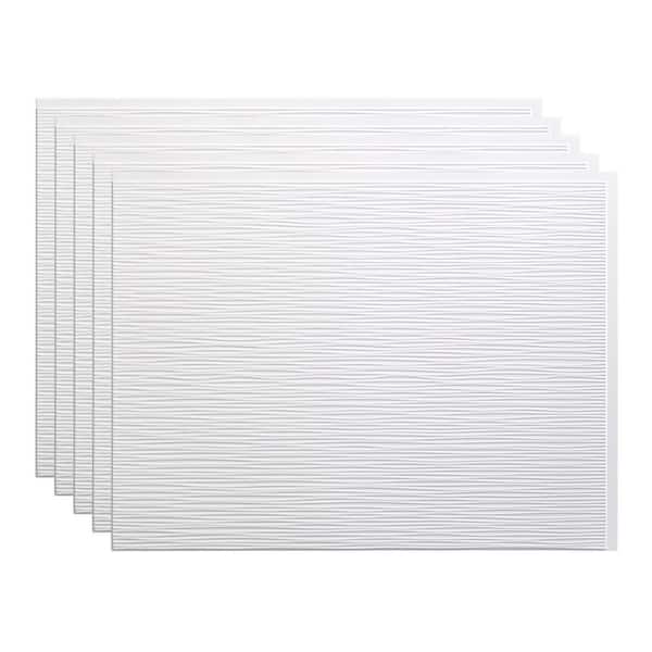 Fasade 18.25 in. x 24.25 in. Ripple Vinyl Backsplash Panel in Matte White (5-Pack)