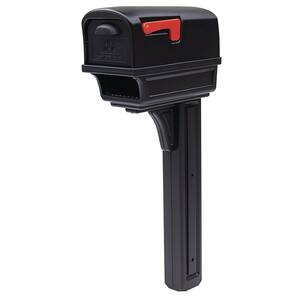 Gentry Black, Medium, Plastic, All-in-One Mailbox and Post Combo