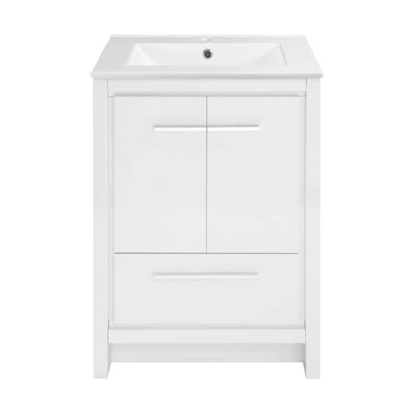Swiss Madison Virage 24 in. W x 18.31 in. D x 33.44 in. H Freestanding, Bathroom Vanity in Glossy White