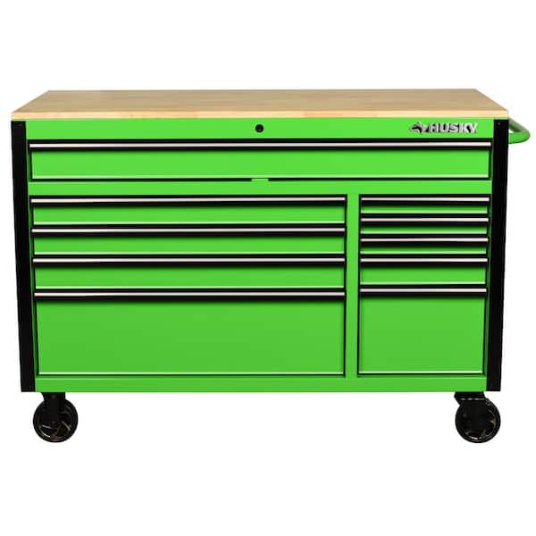 Husky 56 in. W x 24.5 in D Standard Duty 5-Drawer 1-Door Mobile Workbench  Tool Chest with Solid Wood Top in Gloss Gray H56MWC5GGXD - The Home Depot