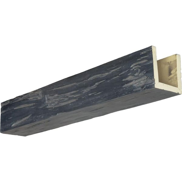 Ekena Millwork 8 in. x 8 in. x 16 ft. 3-Sided (U-Beam) Pecky Cypress Aged Ash Faux Wood Ceiling Beam