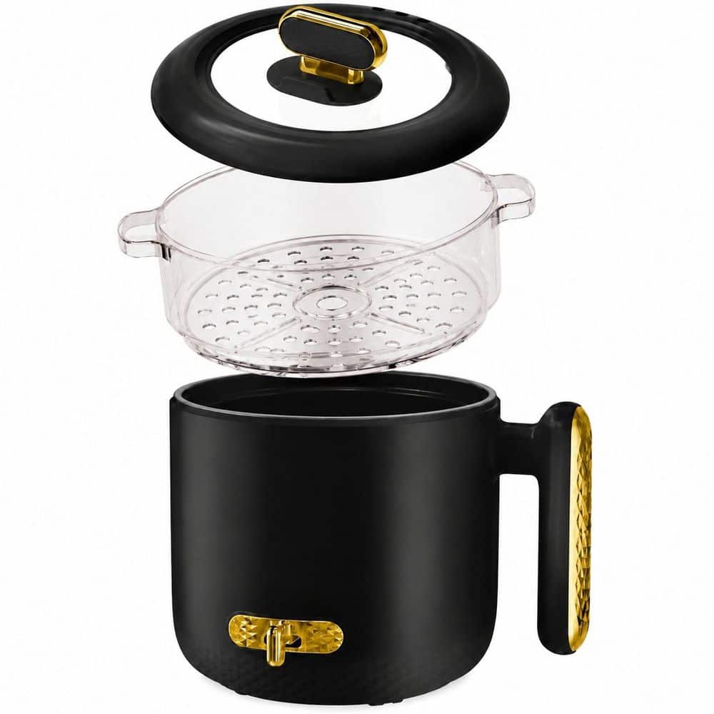 1.8 L 6.7 in. Black Electric Cooking Pot with Steamer, Dual Power, Non-Stick Inner Pot for Dorms and Offices price history on PriceWatchPro