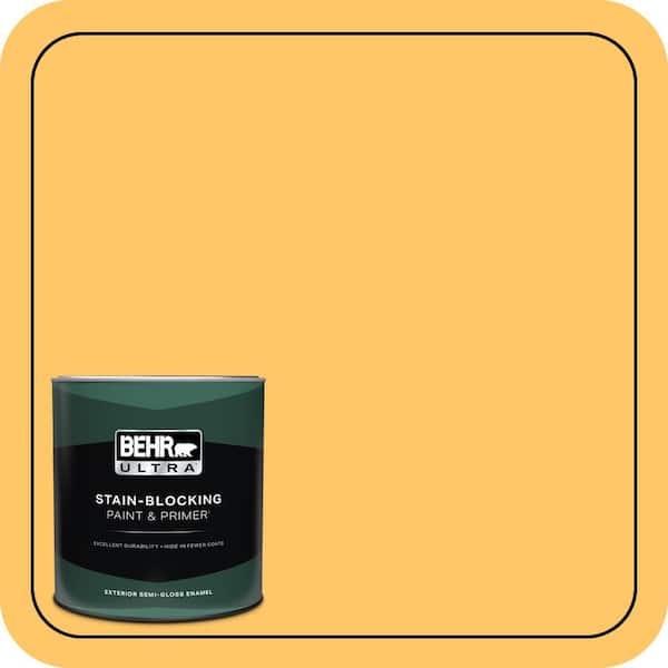 BEHR ULTRA 1 qt. #HDC-SP16-05 Daffodil Semi-Gloss Enamel Exterior Paint & Primer