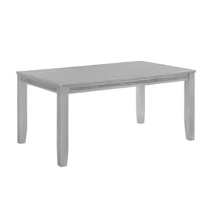 38 in. Gray, White and Silver Wood Top 4 Legs Dining Table (Seat of 6)
