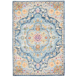 Distressed Vintage Bohemian 7 ft. 10 in. x 10 ft. Navy Area Rug