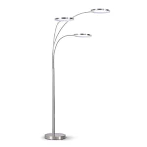 Angels 80 in. H Brushed Nickel Floor Lamp 3-Ring Dimmable LED Lights Arched