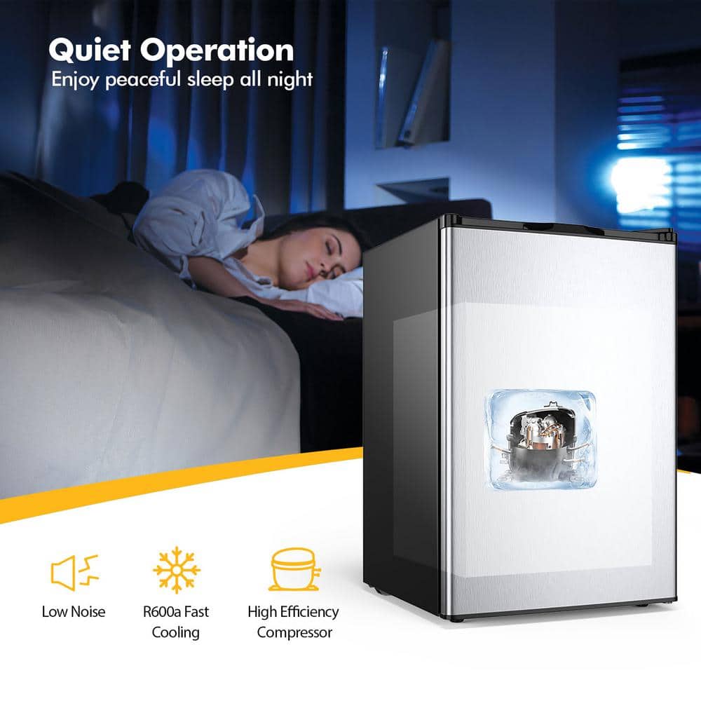 Compact Silver Stainless Steel Upright Freezer with Adjustable Shelves