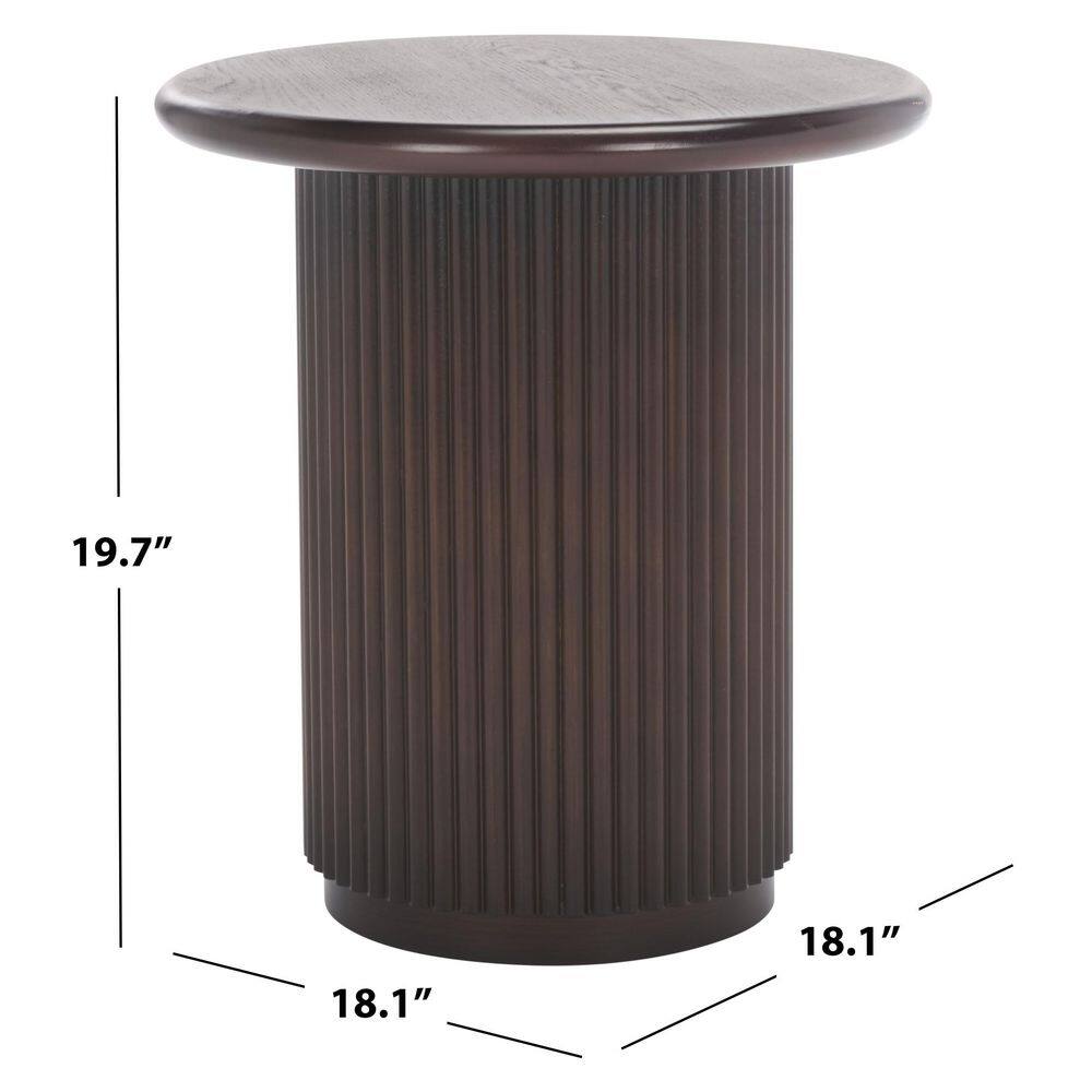 Agami 18.1 in. Dark Brown Round Wood End Table - thumbnail 7