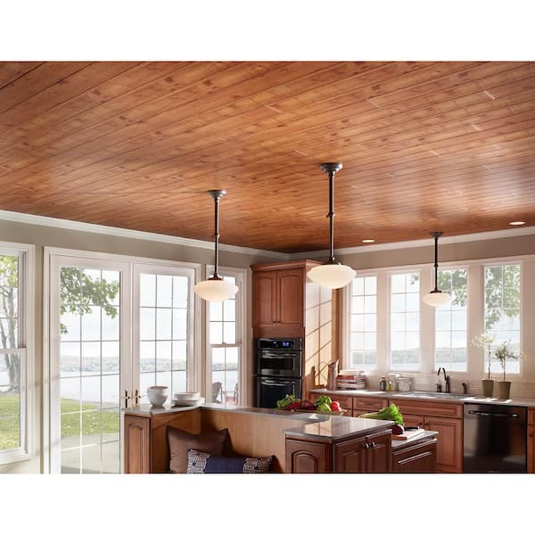 Drop ceiling: stylish tongue and groove set off by faux wooden