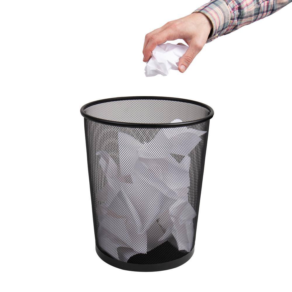 Black Mesh Round Office Waste Basket