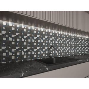 Travel Series, Aluminum and Glass Silver Glossy Mosaic Tile 11.75" x 11.75" (10.55 Sq. Ft.) 11 Sheets-Case
