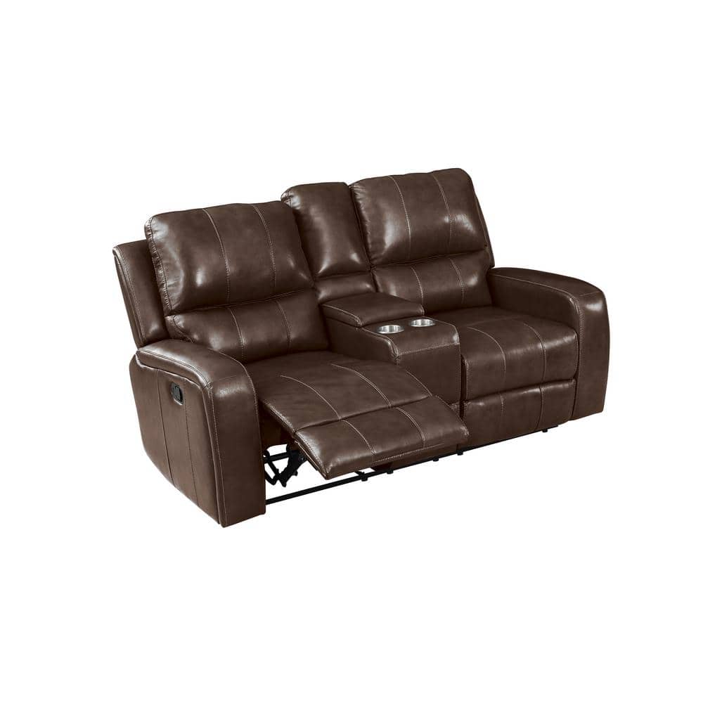 Dark Brown Leather 2-Piece Sofa and Loveseat Set with Storage