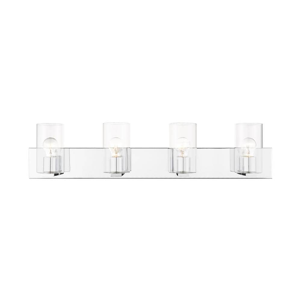 Zurich 4-Light Polished Chrome Vanity with Clear Glass