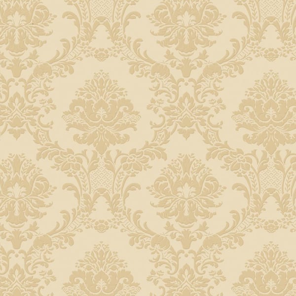 Classic Damask Wallpaper in Cream