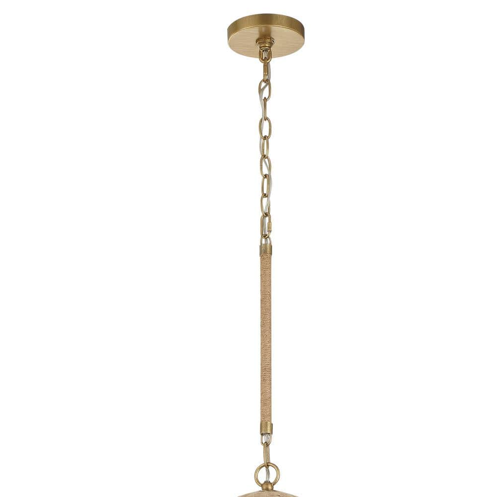 Jace Soft Gold and Jute 3-Light Pendant