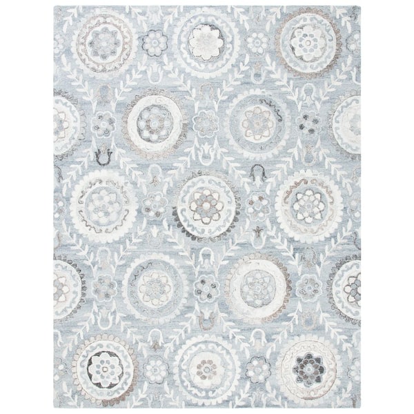 Suzani 8 ft. x 10 ft. Gray Oriental Area Rug