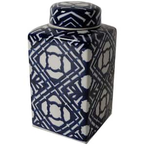 Valora 5 in. x 10 in. Blue and White Decorative Square Vase
