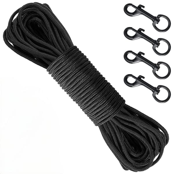 Angel Sar 100 ft. Black Double Braided Nylon Flag Pole Halyard Rope Kit ...