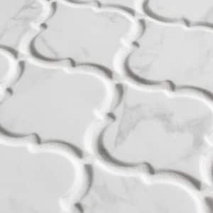 Carrara White Lantern Arabesque 6 in. x 6 in. Recycled Glass 3D Marble Looks Floor and Wall Mosaic Tile (0.25 sq.ft.)